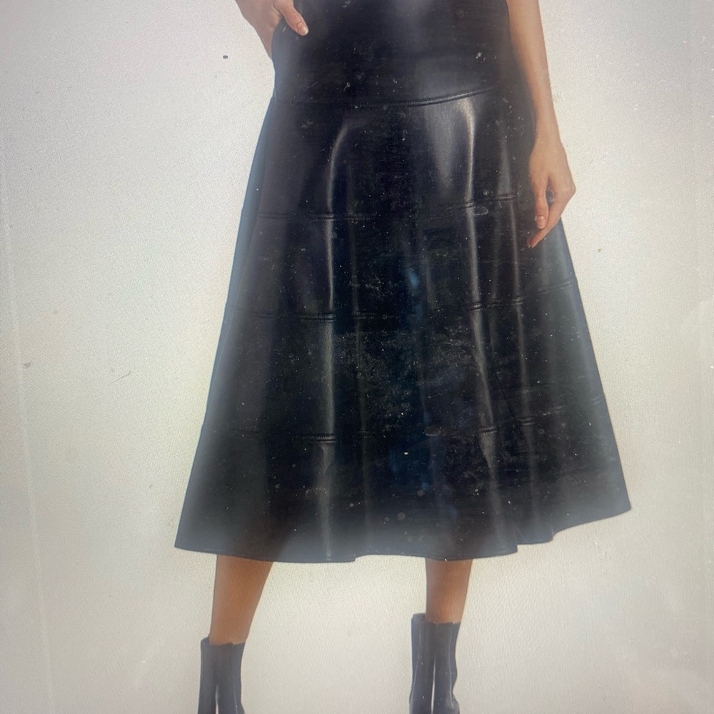 Cinq à Sept Glossy Black A-Line Skirt NWT Size 12